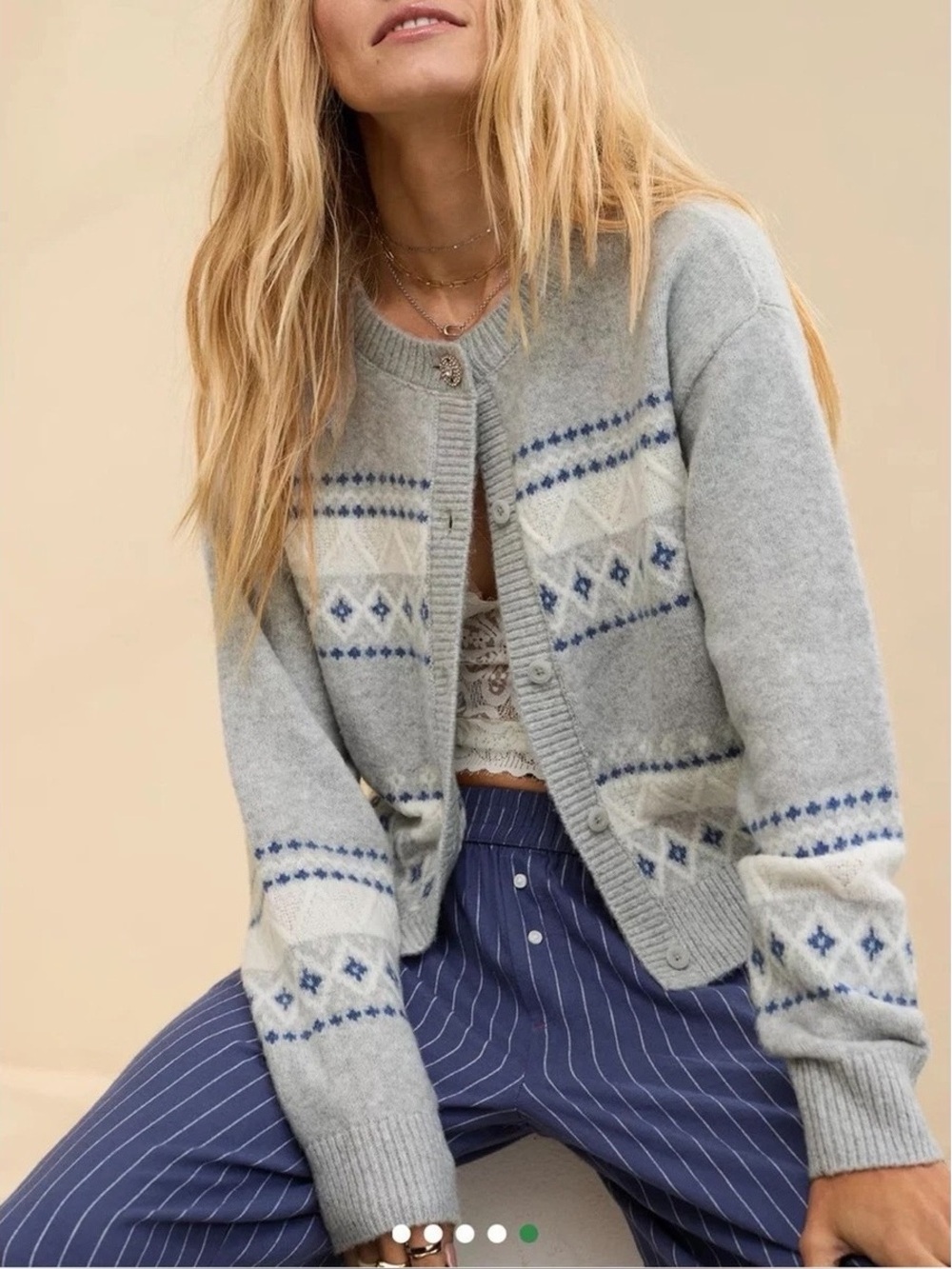 NWT Aerie unREAL Fairisle Cardigan Sweater Size XL